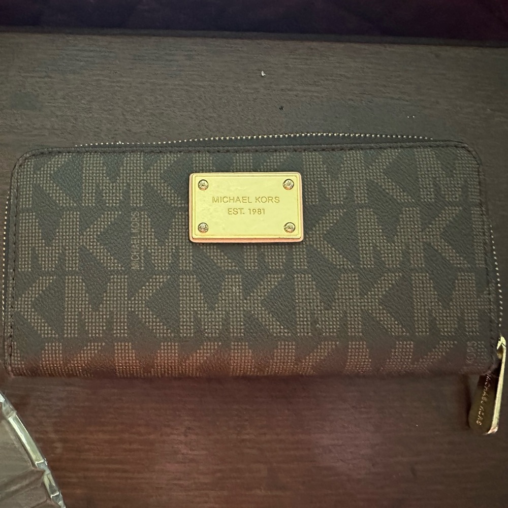 Michael Kors Tan and Gold Logo Wallet